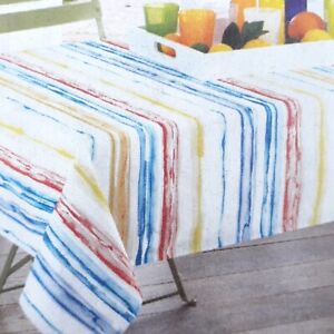 Fabric Tablecloth Cafton Stripe 60x84 Red Blue Yellow