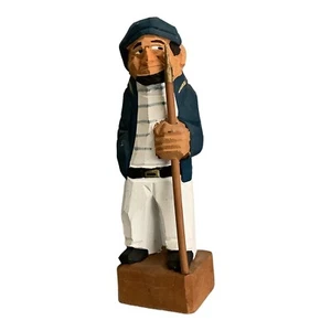 Vintage Hand Carved Painted Wood Seaman Harpooner Nautical Folk Art Figure 6" - Picture 1 of 4