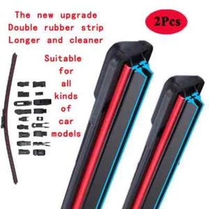 24" 20" Narrow Push Button 16mm Double Rubber Car Wipers Windshield Windscreen - Picture 1 of 7