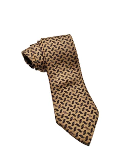 Corbata de lana de seda Yves Saint Laurent beige estampado de pino hecha en Francia - Imagen 1 de 8