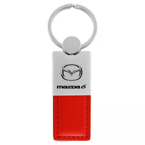 Mazda 6 Keychain & Keyring - Duo Premium Red Leather & Metal Key Fob - Picture 1 of 3