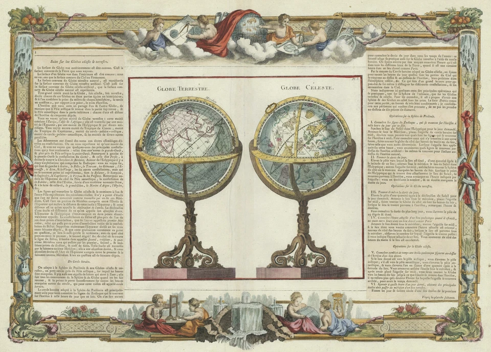 Antique Map "Globe Terrestre [and] Globe Celeste" Brion de la Tour, 1761 - Image 1 of 4