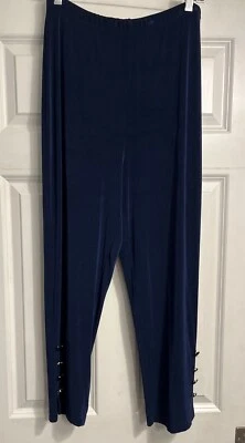 Pantalones Picadilly Moda Acetato Slinky Medianos Azul Joyas Líquido Tejido Crop Foto 1 de 4