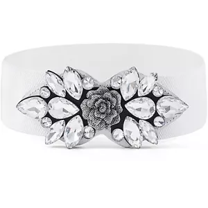 Rhinestone Stretch Belt Wide Dressy Belt Women Elastic Crystal Belts Stylish ... - Picture 1 of 7