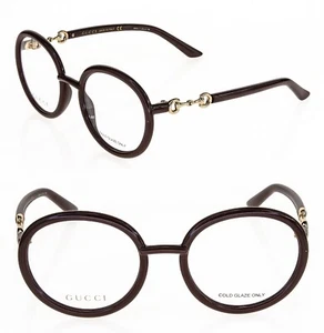 GUCCI Horsebit 0891 Brown Gold Round Retro Eyeglasses GG0891O 002 Optical Unisex - Picture 1 of 9