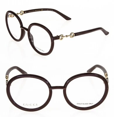 GUCCI Horsebit 0891 Marrón Dorado Redondo Retro Anteojos GG0891O 002 Óptico Unisex Foto 1 de 4