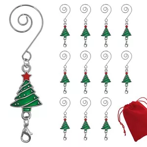 Christmas Tree Ornament Hooks with S-Hook & Lobster Claw - Set of 12 - Enamel... - Picture 1 of 7