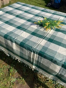 Cotton Tablecloth Green White Check Traditional Cafe 130x180cm NEW IN PACKET - Picture 1 of 10