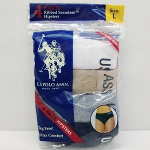 U.S. Polo Assn. 4 Pack Ribbed Seamless Hipsters Size L White Tan Gray Black - Picture 1 of 9