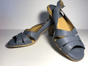 Softspots Sandal Womens 9.5 M Block Heels Strappy Slingback Blue - Picture 1 of 6