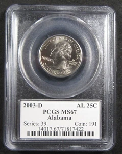 2003-D 25c Alabama PCGS MS67. Desirable high grade. (325095) - Picture 1 of 2