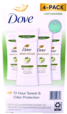 Dove Advanced Care Antiperspirant Deodorant 4 x 2.6 Oz EXP 12/2026 - Image 1 of 4
