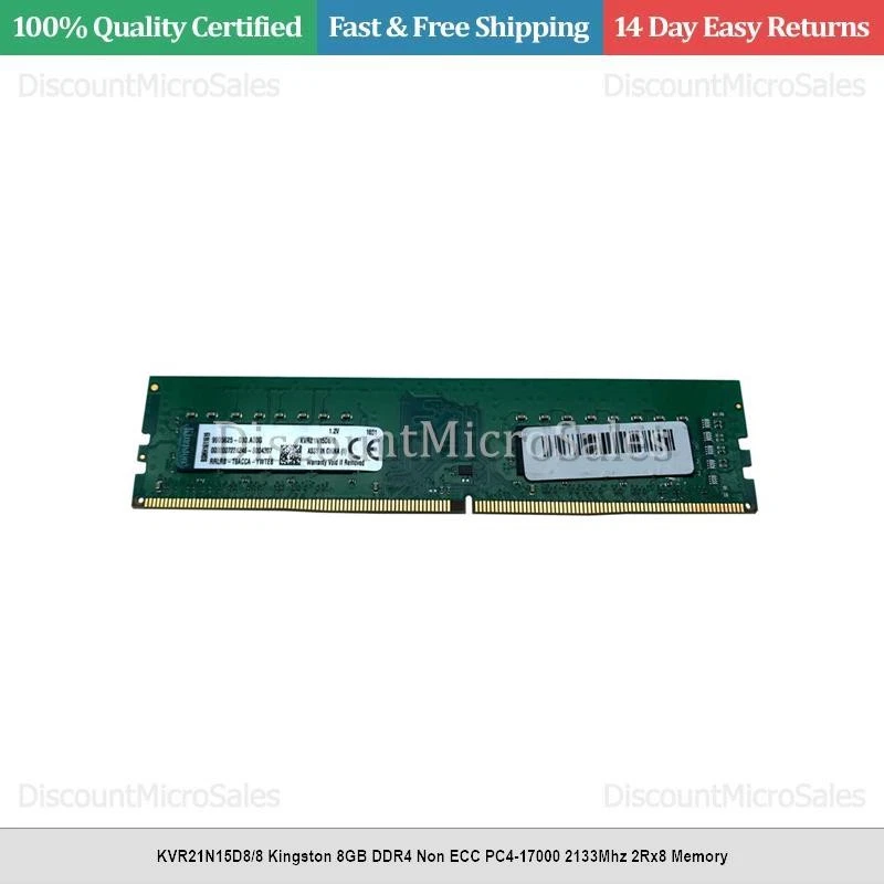 KVR21N15D8/8 Kingston 8GB DDR4 Non ECC PC4-17000 2133Mhz 2Rx8 Memory - Image 1 of 1