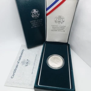 1990 W U.S Mint Eisenhower Centennial Uncirculated Silver Dollar Coin Box & COA - Picture 1 of 5
