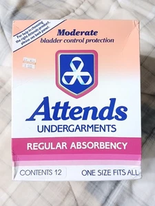 Vintage 1985 Box Attends Adult Windelunterwäsche One Size RAR Made in USA  - Bild 1 von 7