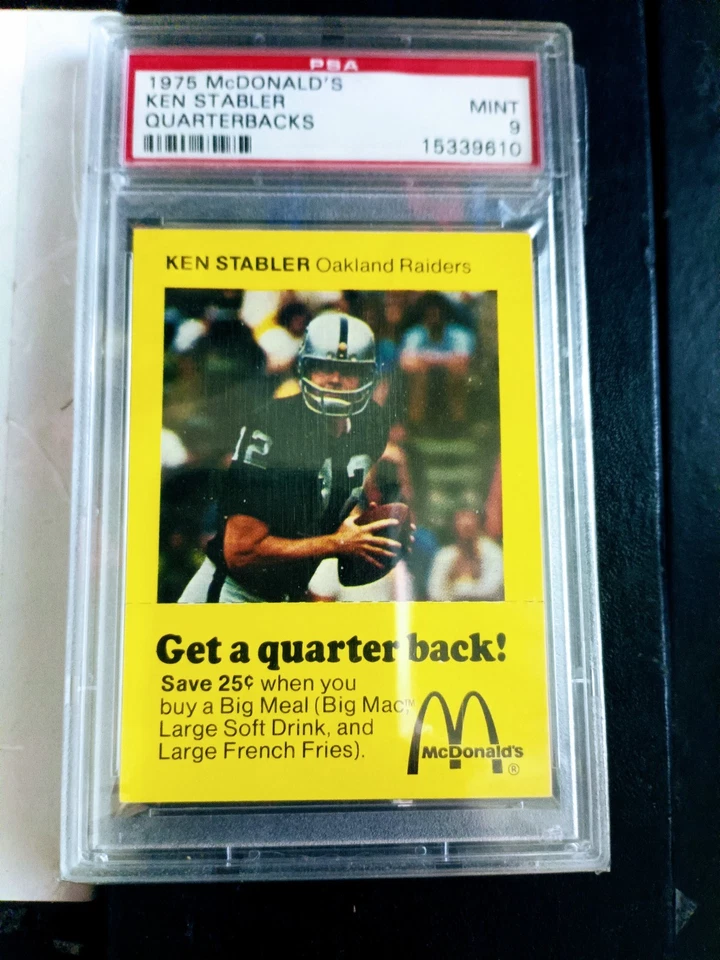 1975 McDonalds Quarterbacks Raiders Ken Stabler PSA 9 - Image 1 of 2