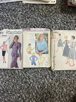 Lot Of 3- Vintage 1980s Simplicity Sewing Patterns Skirt Top Dress Size 16 Uncut - Image 1 of 3