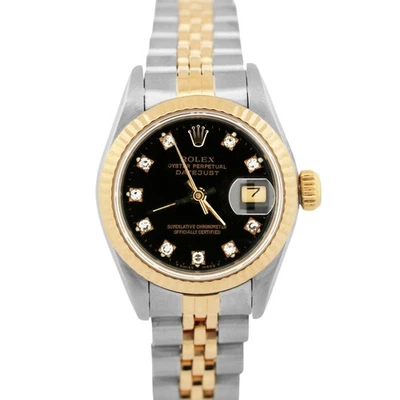 Rolex DateJust 26mm BLACK DIAMOND 18K Yellow Gold Stainless Steel JUBILEE 69173 - Image 1 of 4