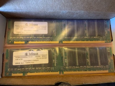 Infineon 256MB HYS64V32300GU-7.5-C2, 32Mx64 SDRAM, 2pack, Untested   - Image 1 of 3