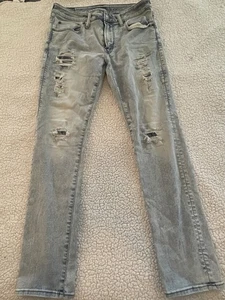 American Eagle Jeans Level Flex Mens Distressed Slim 34X32 Denim - Picture 1 of 6