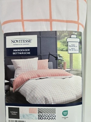 Bettwäsche Set NEU 2 Teilig 135cm X 200cm 80 X 80 Kariert - Bild 1 von 4