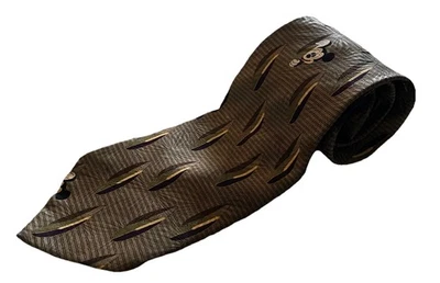 "Corbata de cuello Walt Disney World marrón Mickey Mouse mirando 100 % seda 58", 3,75"" usada en excelente estado" Foto 1 de 4