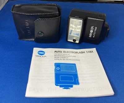 Flash compacto Minolta Auto 118X con estuche, uso mínimo, probado Foto 1 de 4