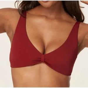 Andie Swim V-Neck Plunge Amor Bikini Top in Crimson Red Size XS NEW with tags! - Picture 1 of 5
