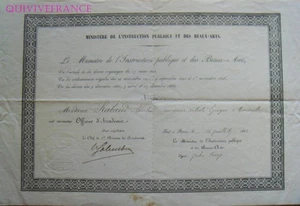 DIPL113 - DIPLOME OFFICIER INSTRUCTION PUBLIQUE 1882 ARTISTE LYRIQUE MARSEILLE - Picture 1 of 2