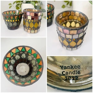 Portavelas Yankee 2012 mosaico de vidrio azulejos votivos para luces de té, decoración de otoño - Imagen 1 de 3