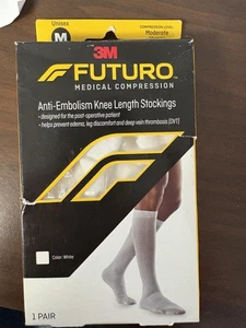 3M Futuro Anti-Embolism Knee High Stockings Medium White Moderate 1 Pair - Picture 1 of 2