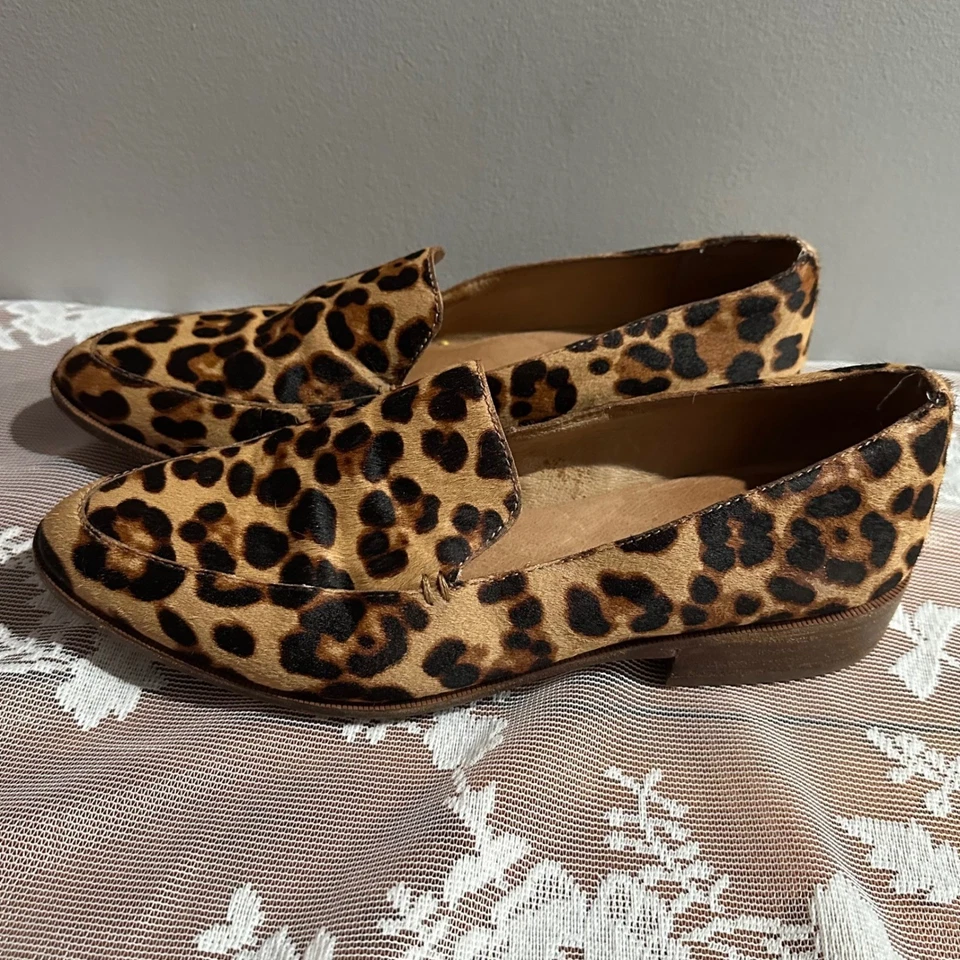 Mocasines de pelo de becerro con estampado de leopardo Madewell para mujer talla 9,5 zapatos planos Foto 1 de 4