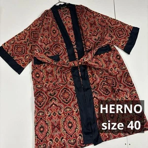 Herno Men size 40 Silk Gown Old Vintage Clothes All Over Pattern Luxury Cardigan - Picture 1 of 7