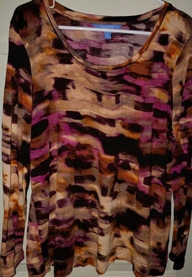 NWOT Simply Vera Vera Wang, Multi-color Geometric Long Sleeve Top size XL  - Image 1 of 4
