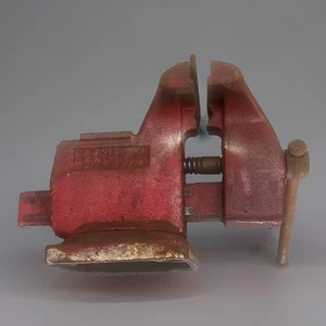 Tornillo de banco 33 1/4 de colección hecho en EE. UU. Empuñaduras rojas Mandíbulas Herramienta de acero Cerradura ¡FUNCIONA! ¡Bonito! - Imagen 1 de 5