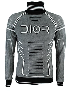 DIOR x SORAYAMA 2019 White & Gray Technical Wool Knit Men's Sweater M - Picture 1 of 9