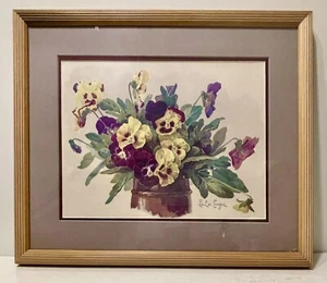 Paul De Longpre Framed Print Pansies Flowers Art Print of Vintage Art 20” X 17” - Picture 1 of 4
