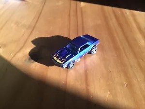 Hot Wheels Car 1967 Camaro Mattel 1982 Malaysia Blue With Flames & Liftable Hood - Picture 1 of 7