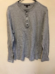 Michael Kors Men’s Shirt Long Sleeve 4 Button Front Size L Grey - Picture 1 of 2
