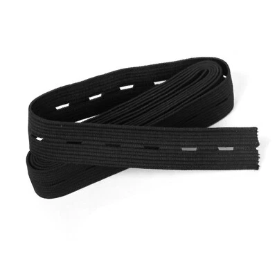 Elástico De Ojal Estirable Negro Blanco Plano Tejido - 15mm 20mm 25mm - Imagen 1 de 4