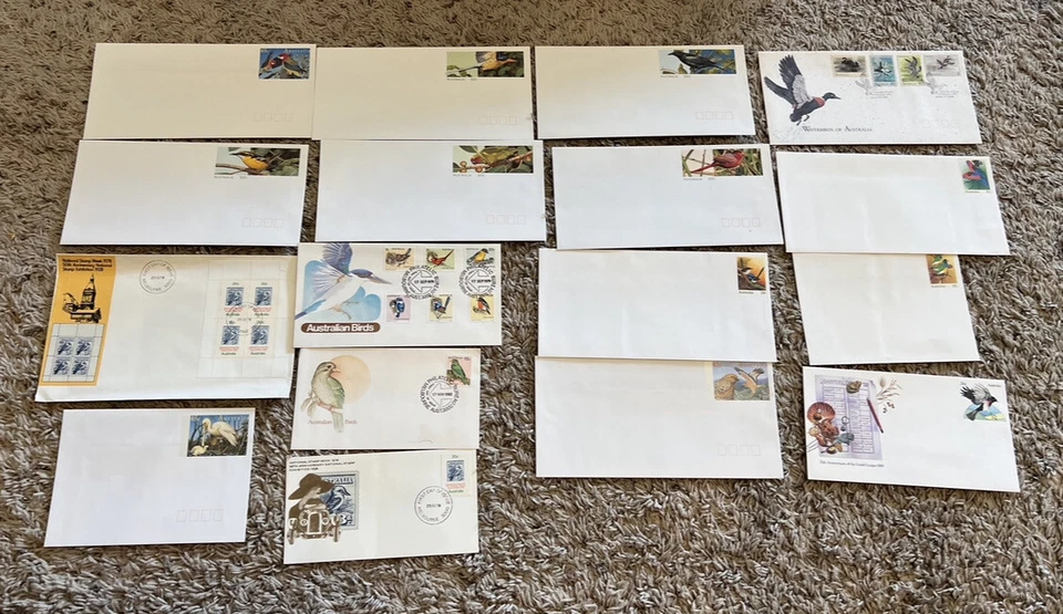 LOTE AUSTRÁLIA DE 17 CAPAS DIFERENTES PARA PÁSSAROS EM PERFEITO ESTADO E USADAS PRIMEIRO DIA CAPAS CACHETS - Imagem 1 de 4