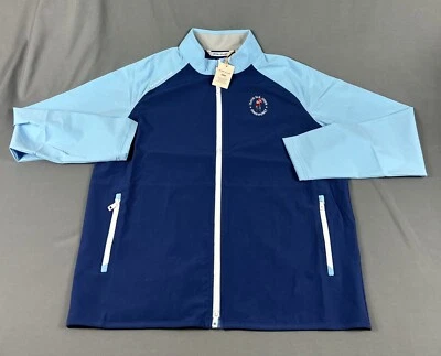 Chaqueta de Lluvia Peter Millar Golf Pinehurst EE. UU. Logo Abierto Grande Corona Azul Deportiva Nueva con Etiquetas Foto 1 de 4
