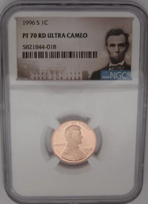 1996-S Lincoln Memorial Cent NGC PF70 RED ULTRA CAMEO - RED HOT PROOF = THE BEST - Image 1 of 4
