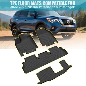 Floor Mats Liner+3rd Row For 2022-2025 Nissan Pathfinder 8 Passenger All Weather - Foto 1 di 14