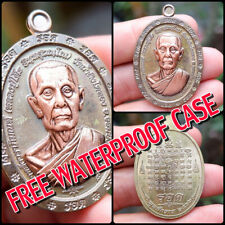 FREE Waterproof Case Thai Amulet Pendant Genuine Phra LP TOH Life Protection FS