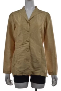 Eileen Fisher Womens Top Size XS Gold Button Down Shirt Long Sleeve Silk Blouse - Picture 1 of 5