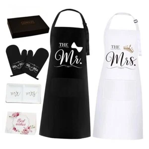 Wedding Gifts for Couples, Mr and Mrs Aprons Engagement Presents for His and - Picture 1 of 8