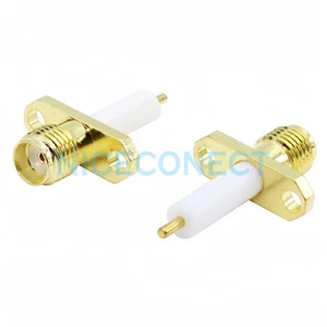 10x SMA Jack Hembra 2 Agujeros Brida de Montaje en Panel 12mm Dieléctrico y Poste de Soldadura - Imagen 1 de 4