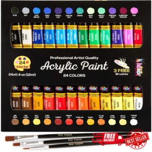 24 Colors Paint DIY Acrylic Paint Set for Hobby Model Painting Artists - Picture 1 of 8