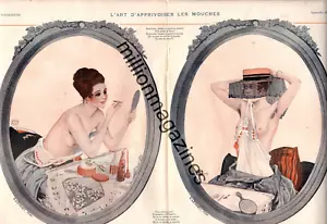 1916 La Vie Parisienne Rare Original French art - How nudes avoid flies- Leonnec - Picture 1 of 1